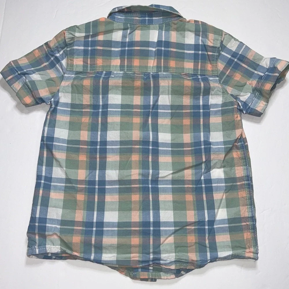 OshKosh B'gosh Toddler Boys‎ Plaid Short Sleeve Button Up Shirt Size 3T